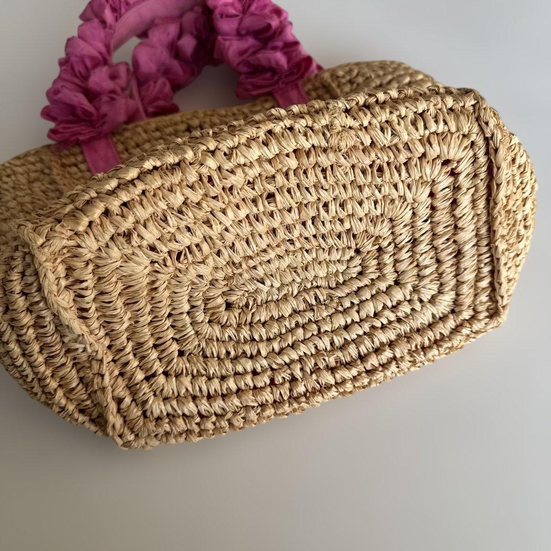 LUDLOW ラドロー グレープハンドル ラフィア かごバッグ ピンク - メルカリ