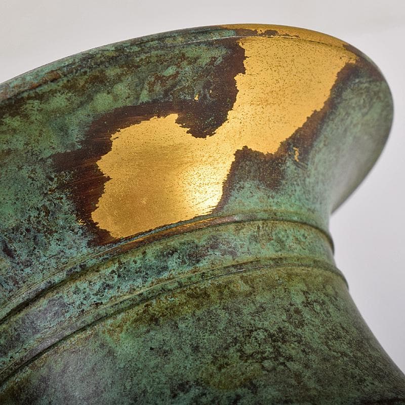 平安 秦蔵六造 塗金銅香炉 「瑞雲」 共箱 G R8430