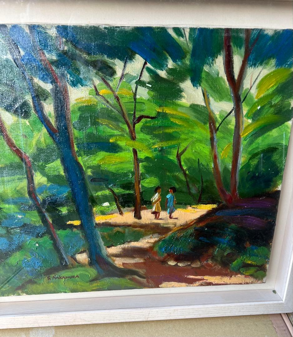 風景油彩画 子供たちが歩く｜林の中を歩く兄弟 --- Brothers