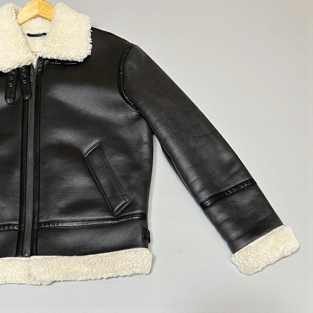美品】ZARA フェイクレザー ムートンジャケット B-3 フライト