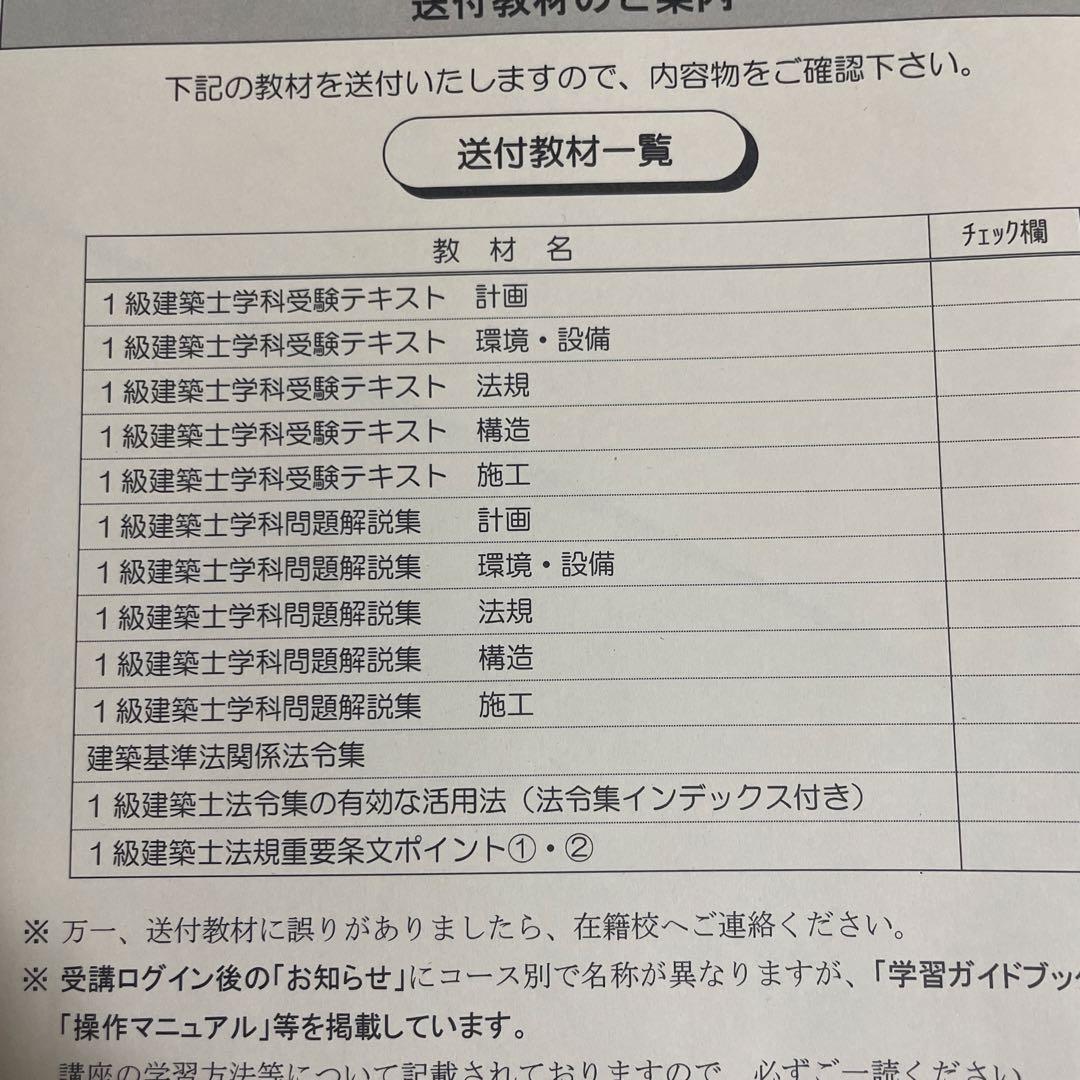 日建学院一級建築士 2025年版 令和7年度 セット 法令集 テキスト 問題
