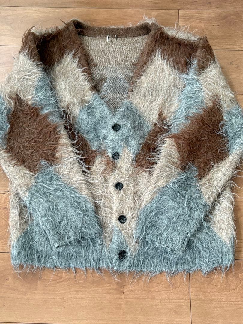 u*e様 [極美品]60s 70sモヘアカーディガン ヴィンテージ カートコバー 60s-70s USA製 Jockey ダイヤ柄パターン モヘア カーディガン M