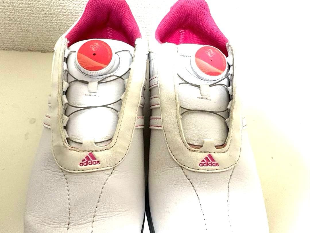 adidas アディダス ゴルフ シューズ 22.5cm ホワイト×ピンク - メルカリ
