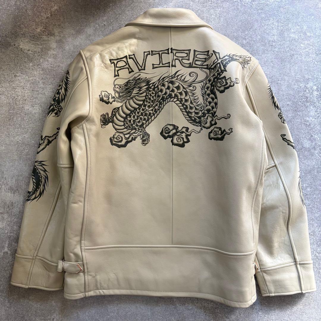 極美品✨ XL相当 300着限定 AVIREX ドラゴン オールレザージャケット 300着限定/雰囲気抜群】AVIREX ドラゴン オールレザー バーシティー
