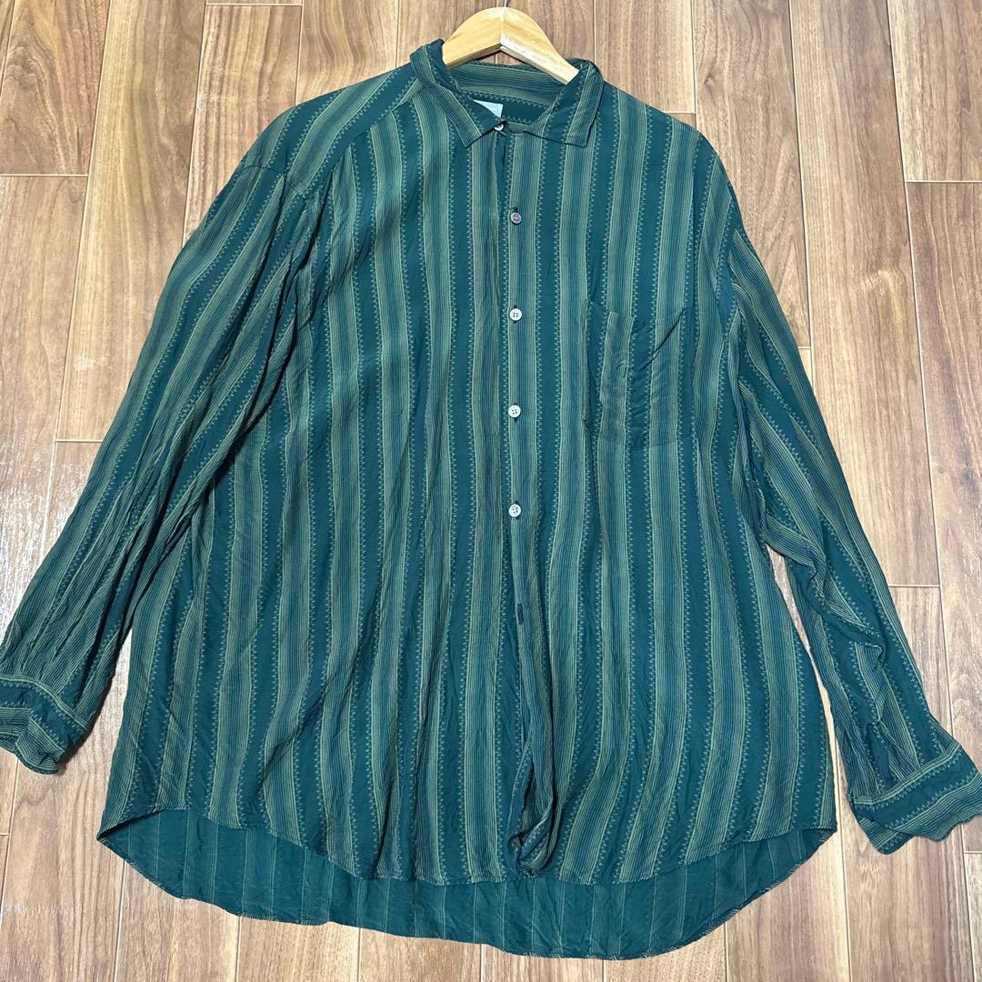 COMME des GARÇONS HOMME ストライプ 長袖シャツ グリーン COMME des GARCONS HOMME PLUS コムデギャルソンオムプリュス エバー