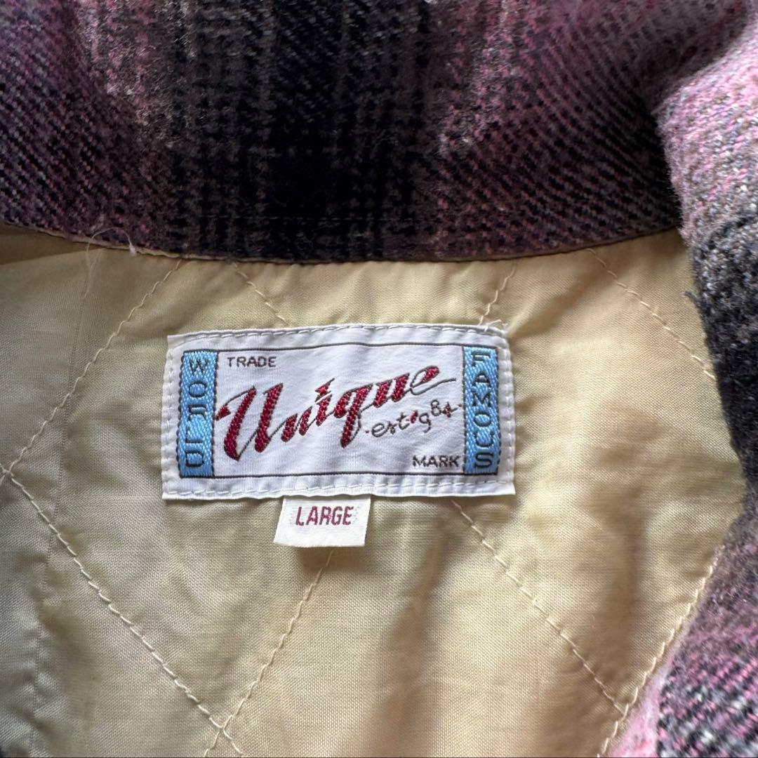 好配色ピンク黒白 WORLD unique オンブレジップネルシャツサイズ L