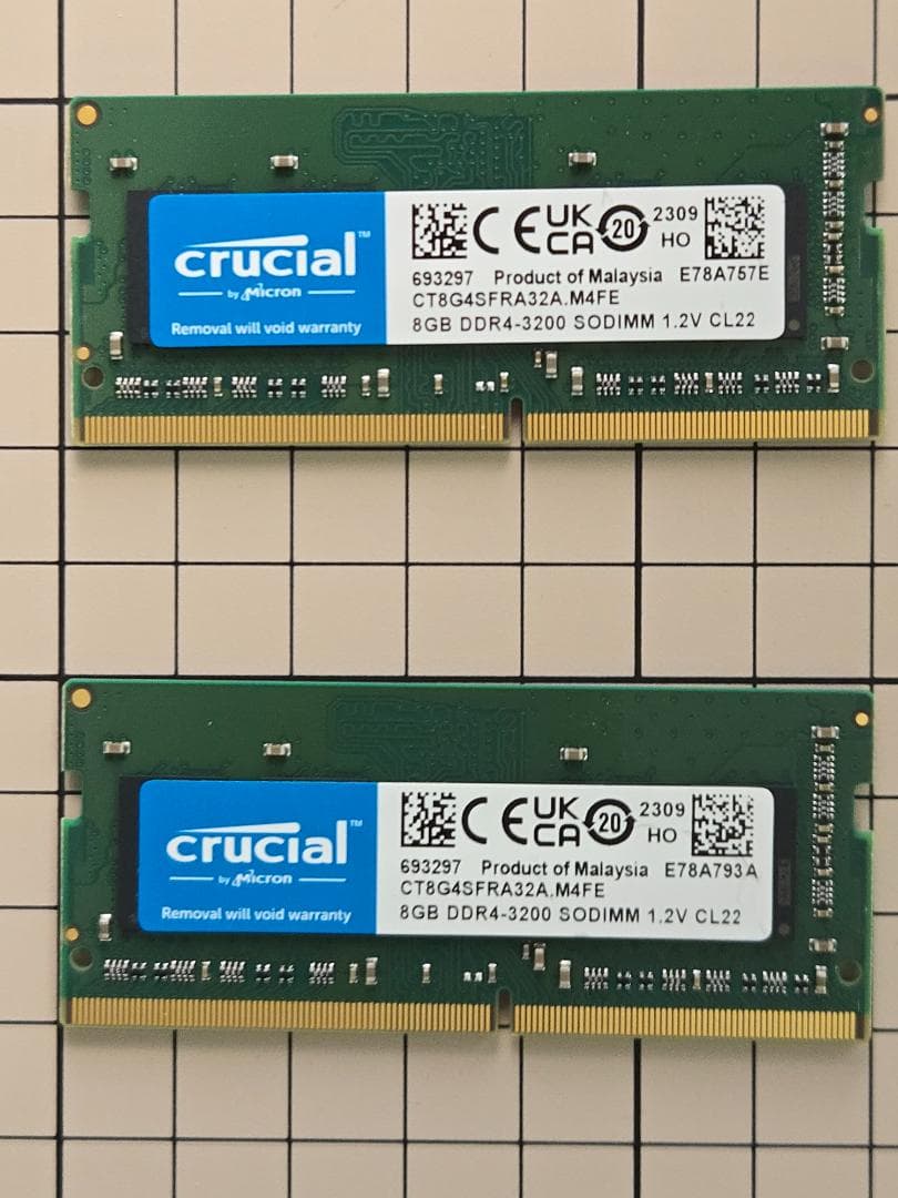 crucial 8G DDR4-3200 SODIMM 1R ×2（中古16G） - メルカリ
