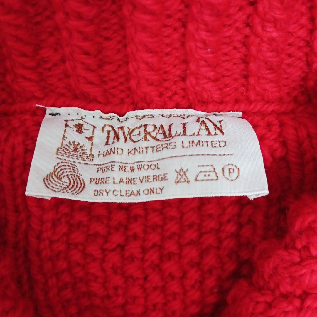 INVERALLANインバーアラン アランニット カーディガン 赤レッド メンズ