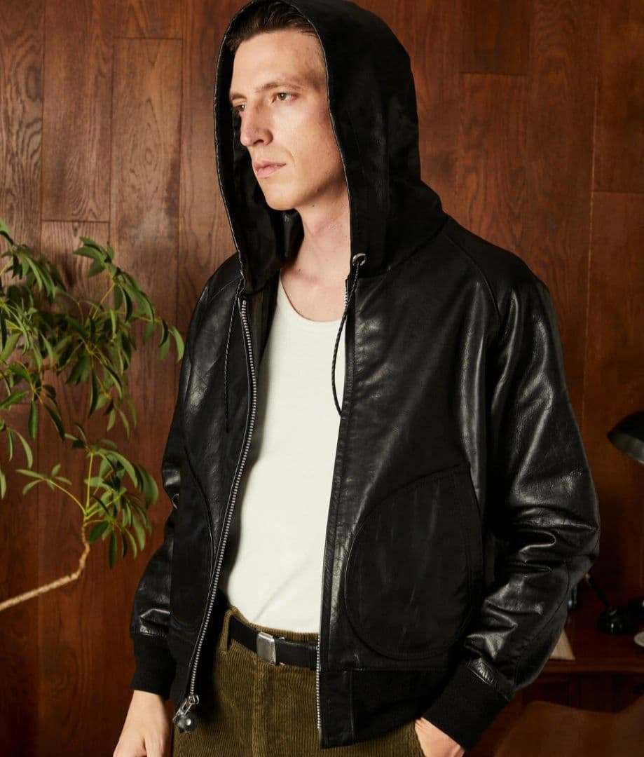 ジャケット・アウター Schott Leather Hooed Jacket \"Black\"