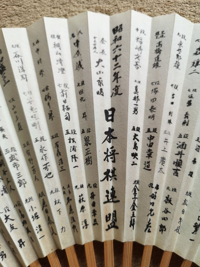 【昭和レトロ　未使用　ノベルティ】日本将棋連盟　昭和六十二年度『全棋士署名扇子』