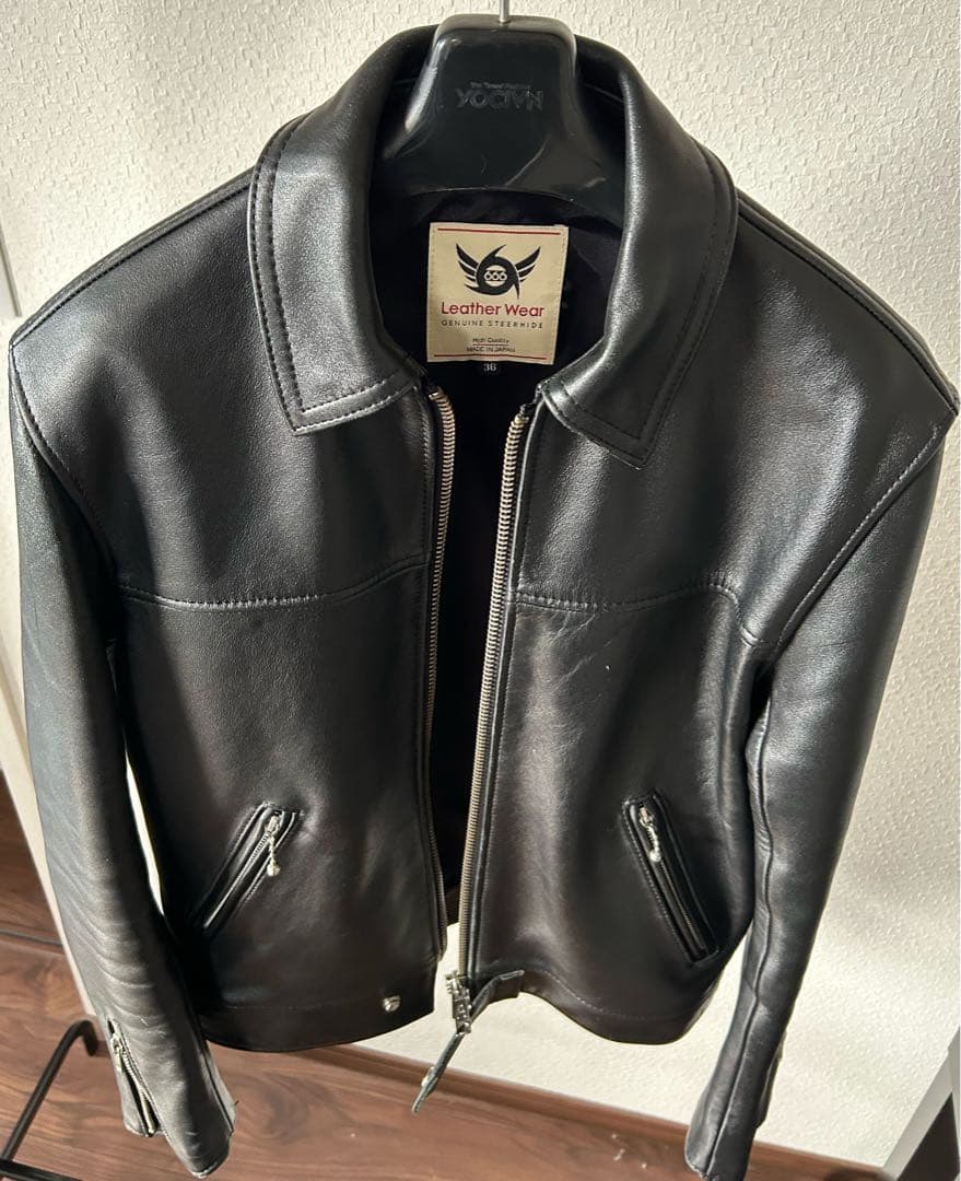 666【ステアハイド シングルライダースジャケット】36 ブラック - メルカリ