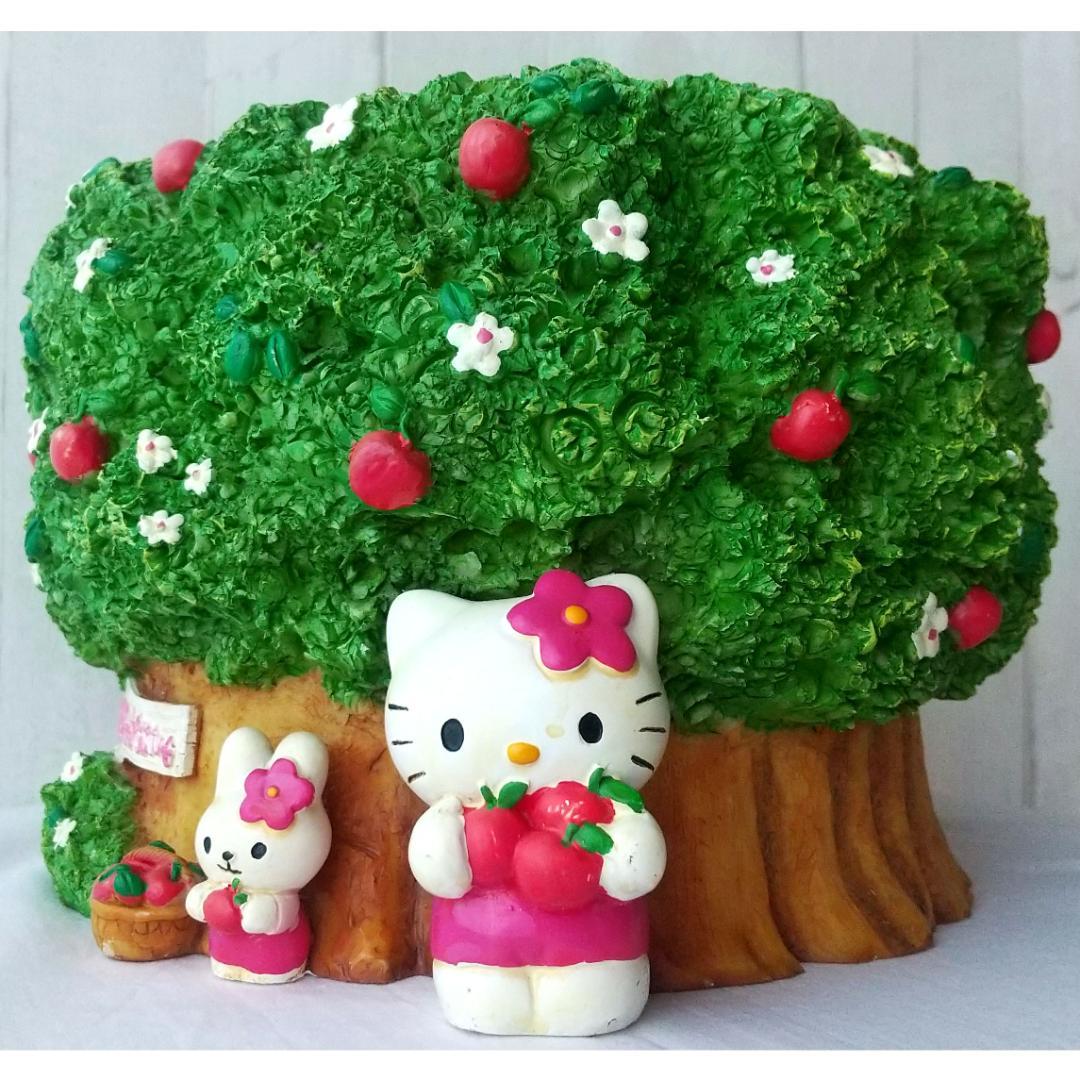 キティ　植木鉢　陶器　フィギュア　置物　ガーデンポット　カバー　うさぎ　りんご