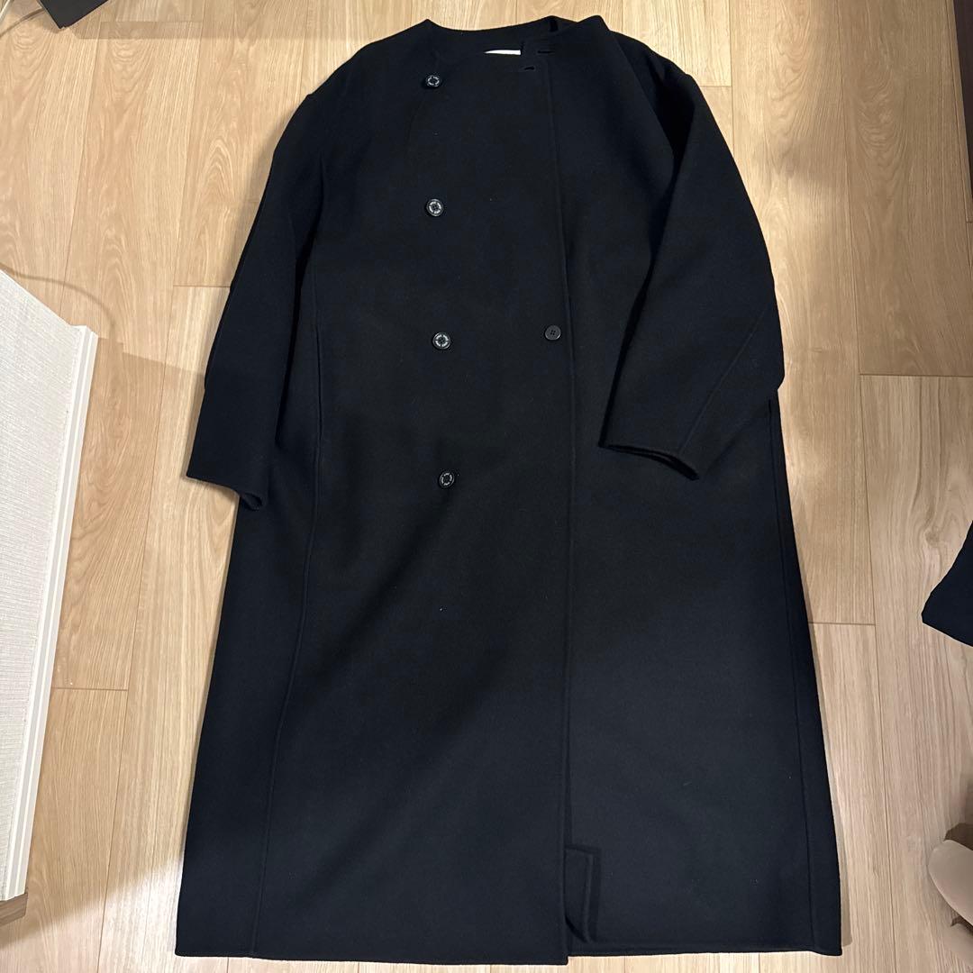 HYKE ダブルブレスト ロングコート 1 ブラック WOMAN ダブルブレストウールロングコート [BLACK]