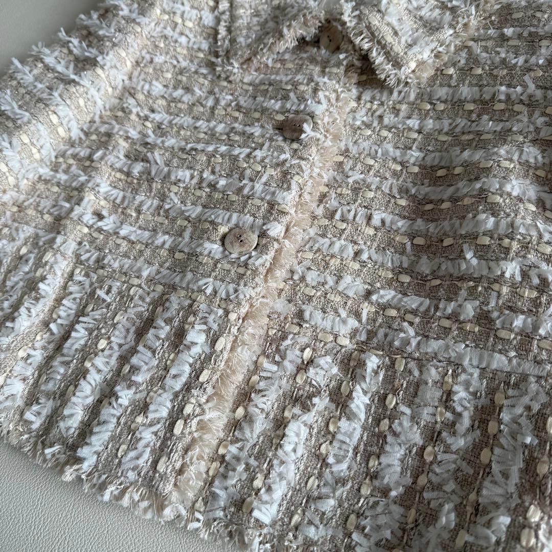 美品 フォクシー ツイードジャケット ピンクベージュ 38 - メルカリ