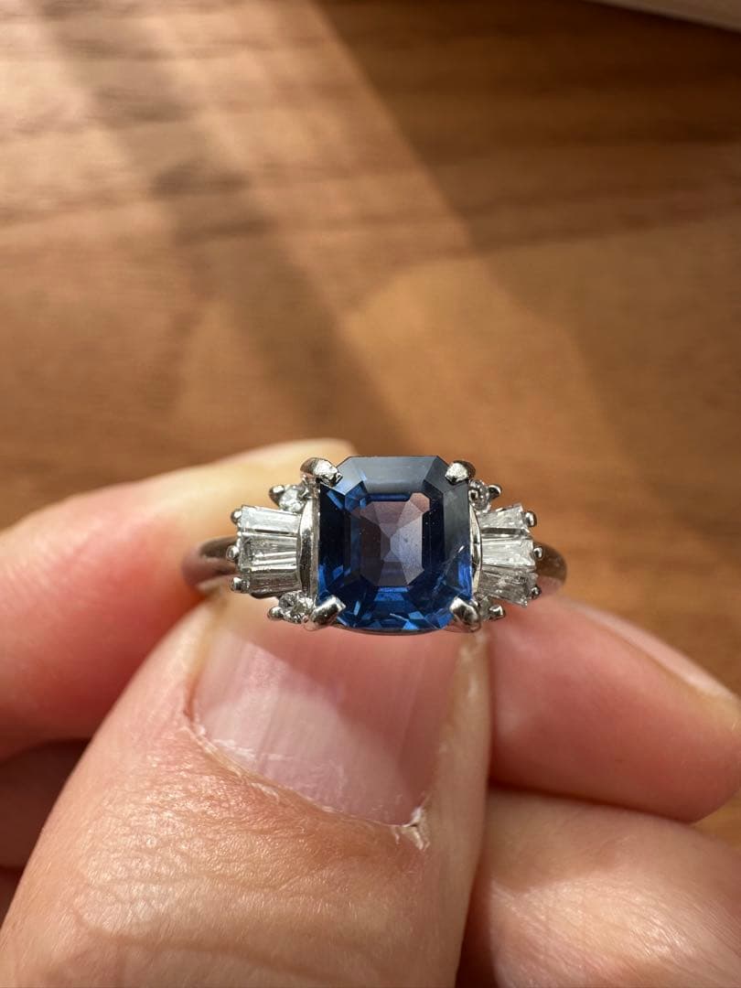 天然サファイア PT900 1.19ct リング #9 ソ付