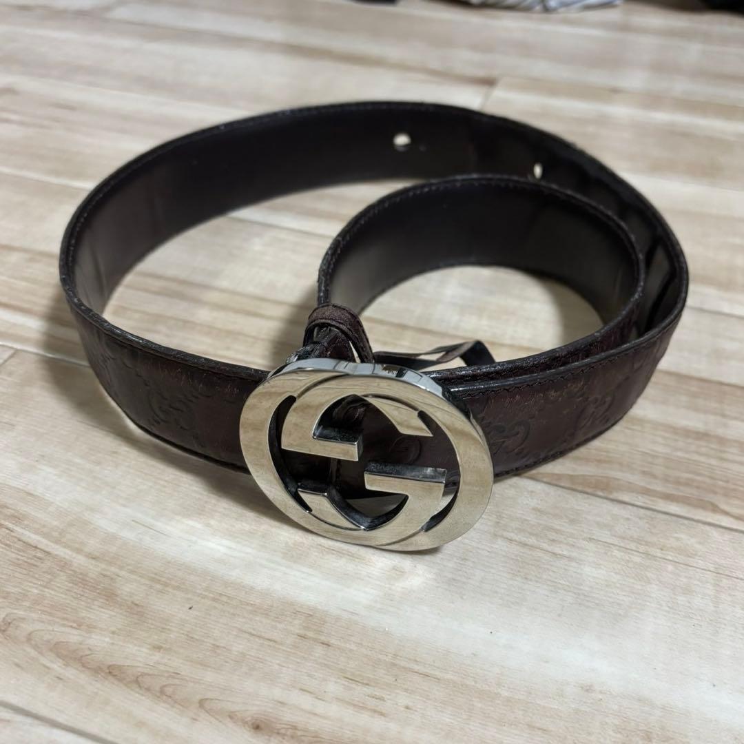 GUCCI ベルト インターロッキング グッチシマ　ダークブラウン レザー Amazon | グッチ GUCCI ベルト 95サイズ GGレザー グッチシマ インター