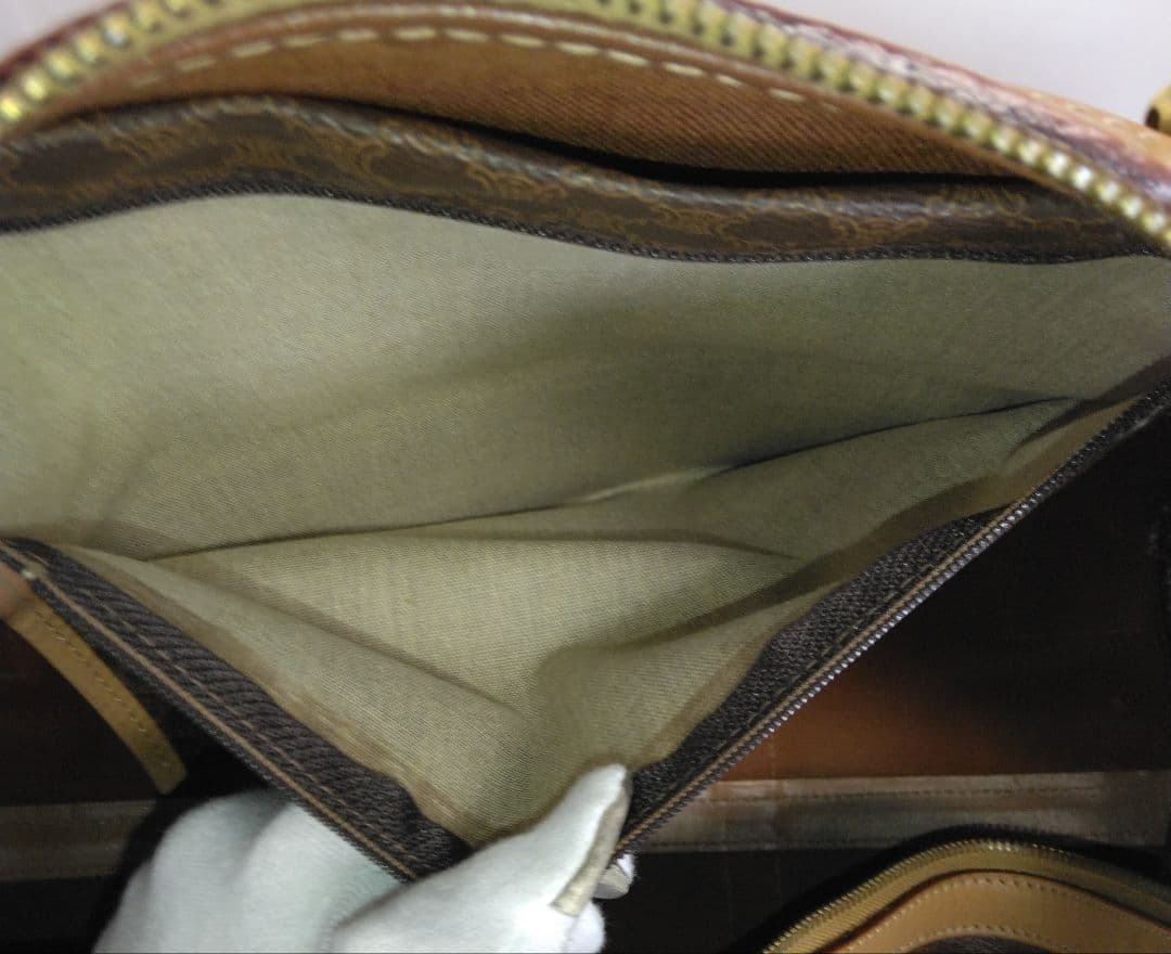 AMT07 セリーヌ マカダム ボストンバッグ カデナ＆クロシェット付き