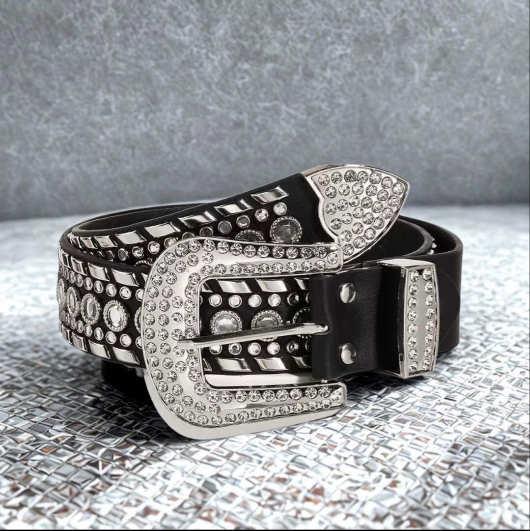 スタッズ ベルト ブリンブリンベルト 黒 ウエスタン ギャル ギラギラ