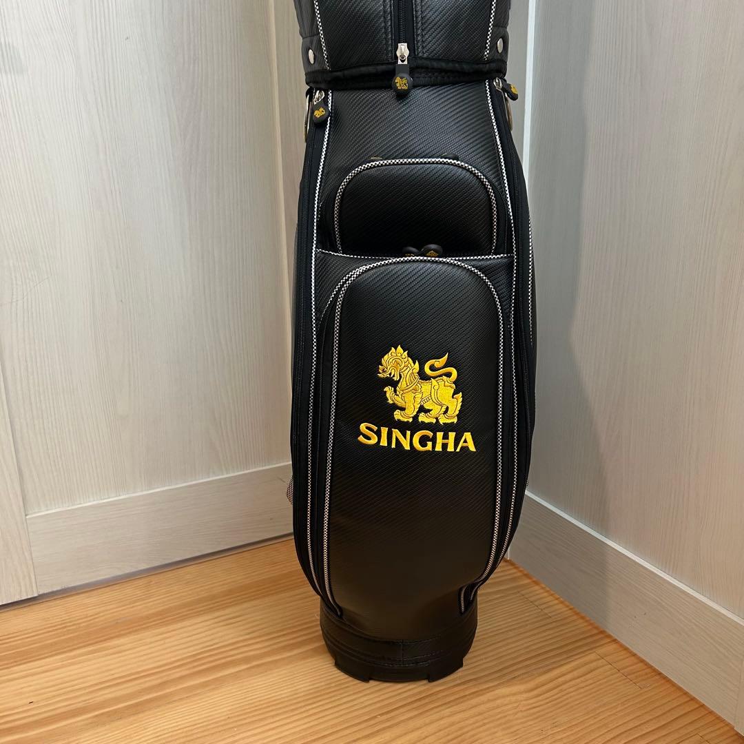 希少・美品】SINGHA シンハービール キャディバッグ ゴルフ カーボン調