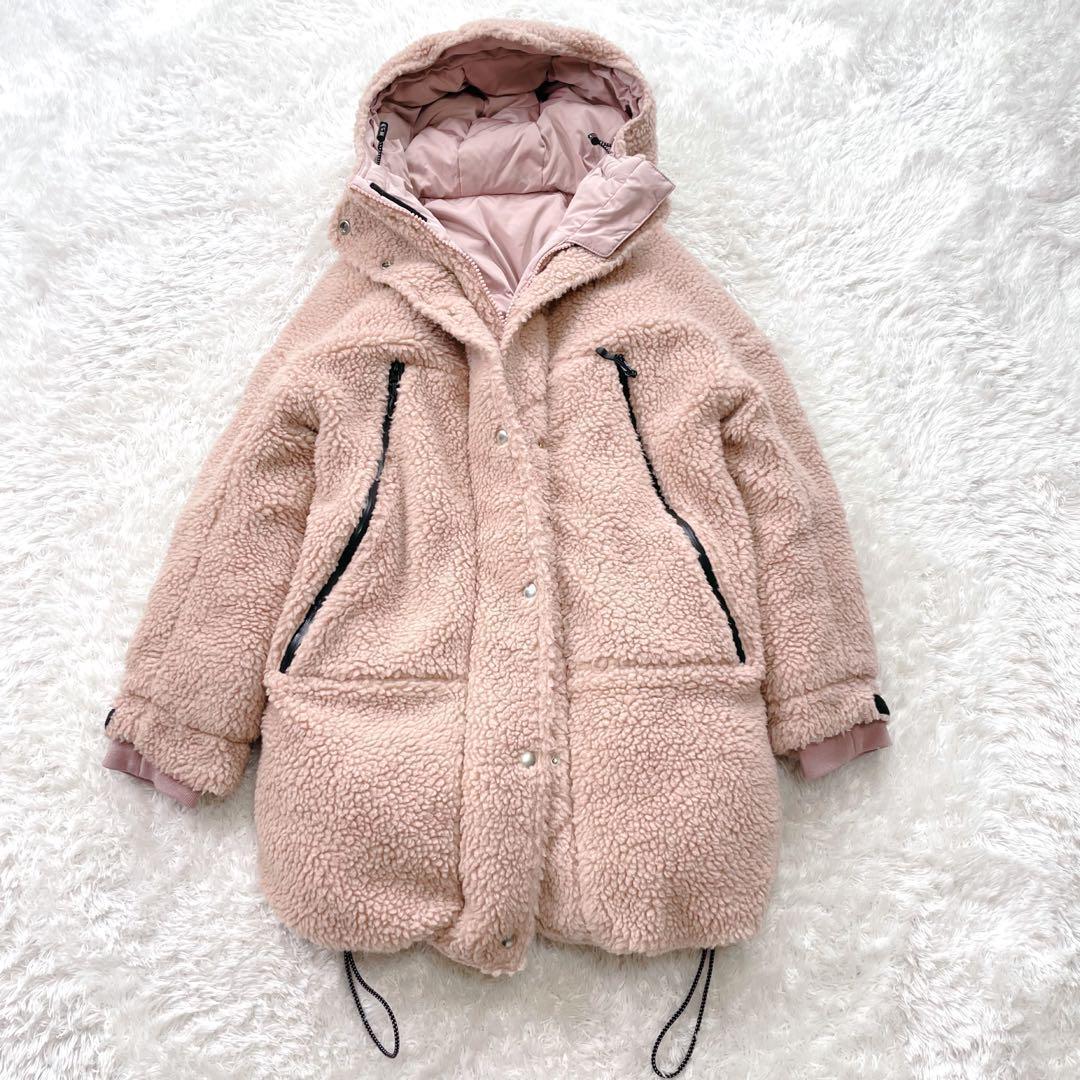 SNIDEL スナイデル 2way リバーシブルダウンボアコート ピンク ロング