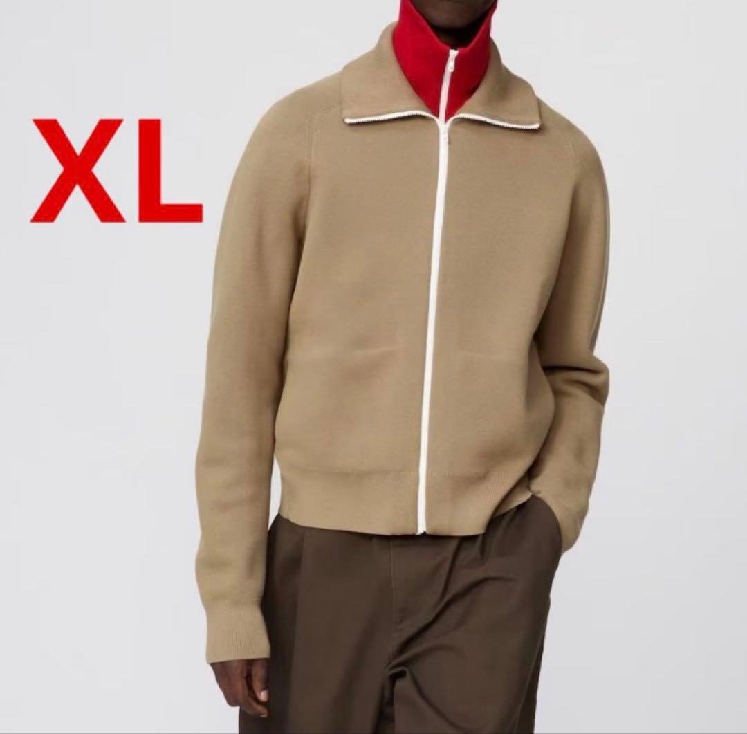 ユニクロC ミラノリブフルジップカーディガン XL ベージュ 完売 - メルカリ