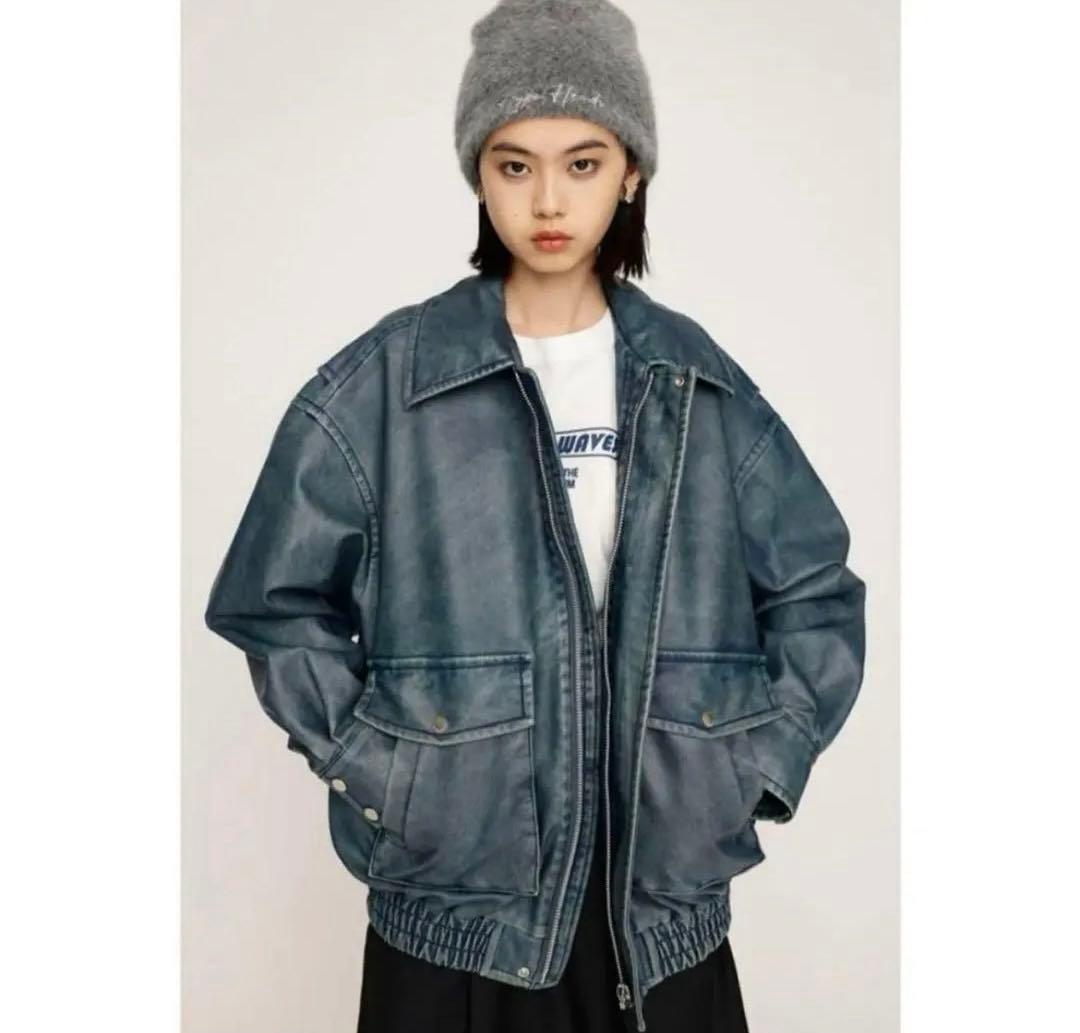 SLY AGING F／LEATHER FLIGHT ジャケット （BLU） - メルカリ