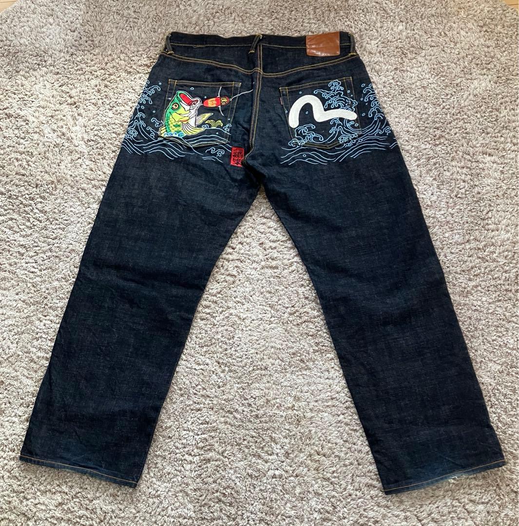 EVISU エヴィス デニムパンツ 濃紺 カモメ 刺繍 エヴィスジーンズ 36