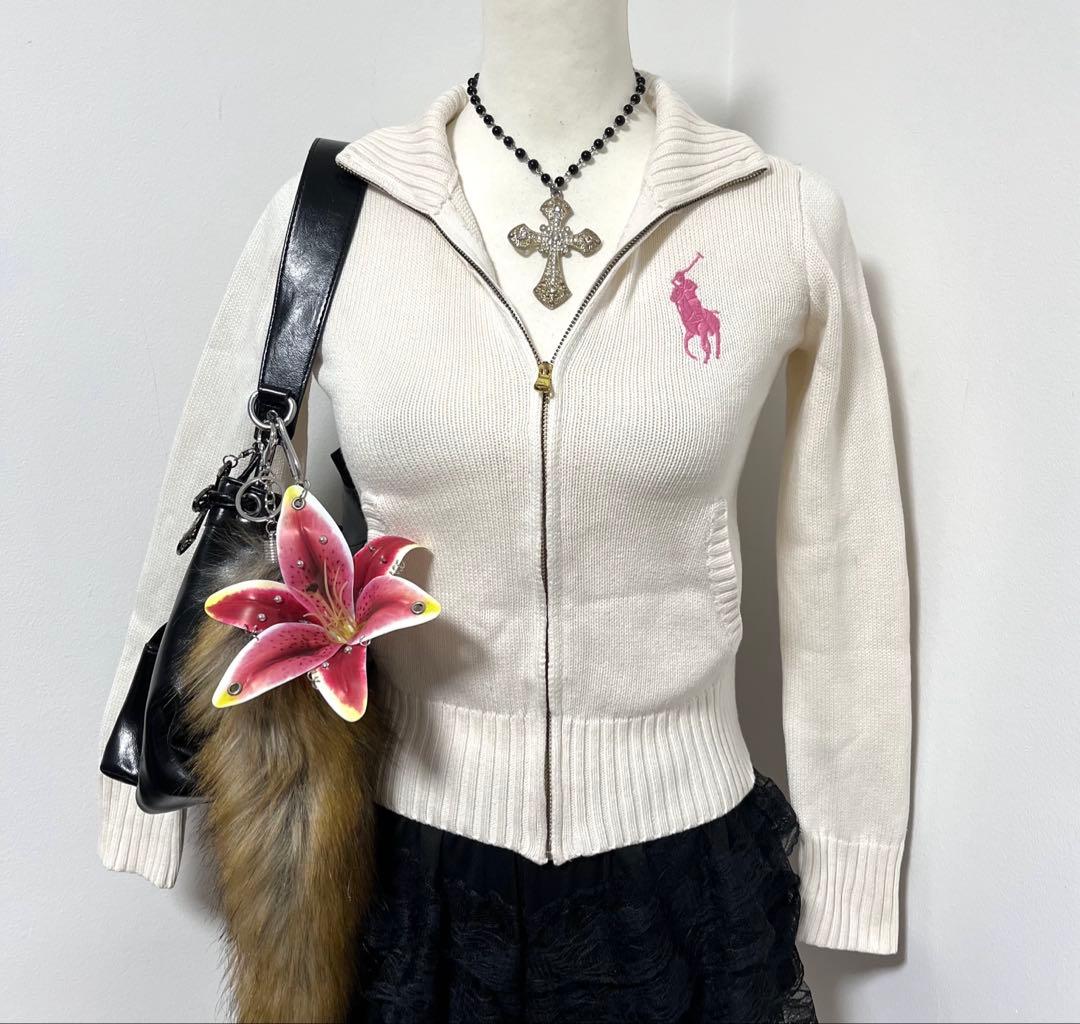 ラルフローレン ケーブル ニット ピンク y2k グランジ ノーム ロンドン