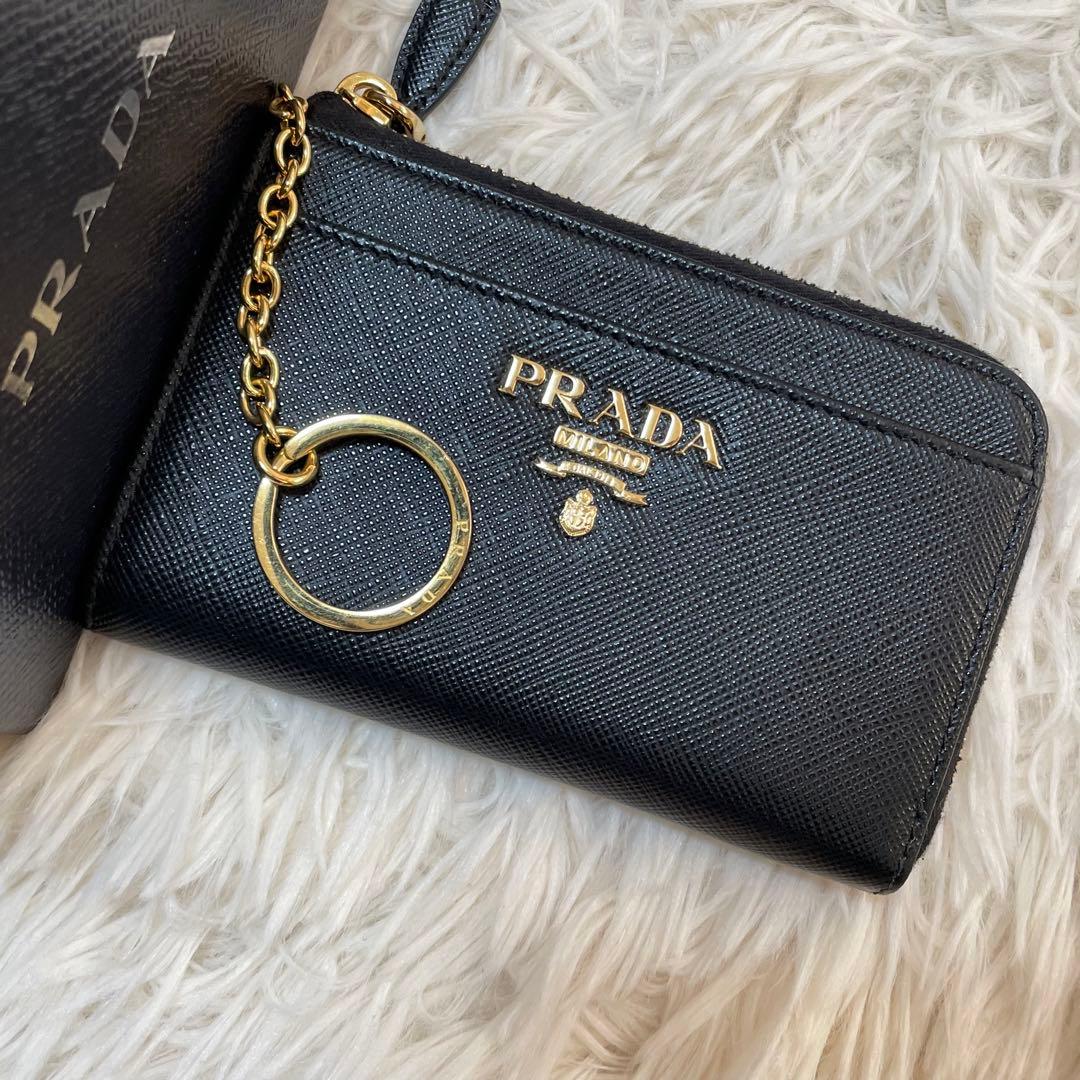 美品】PRADA サフィアーノ キーリング コインケース美品】プラダ