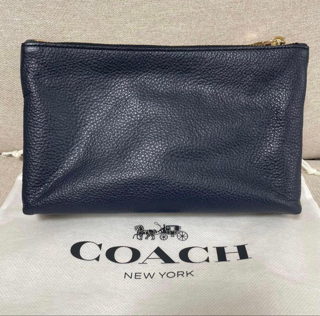 COACH ネイビー レザー ショルダーバッグ 新品未使用 - メルカリ