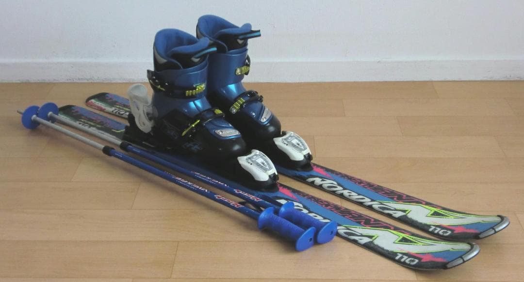 □□送料無料□ノルディカ□子供用スキーフルセット□板110靴21□WAX済