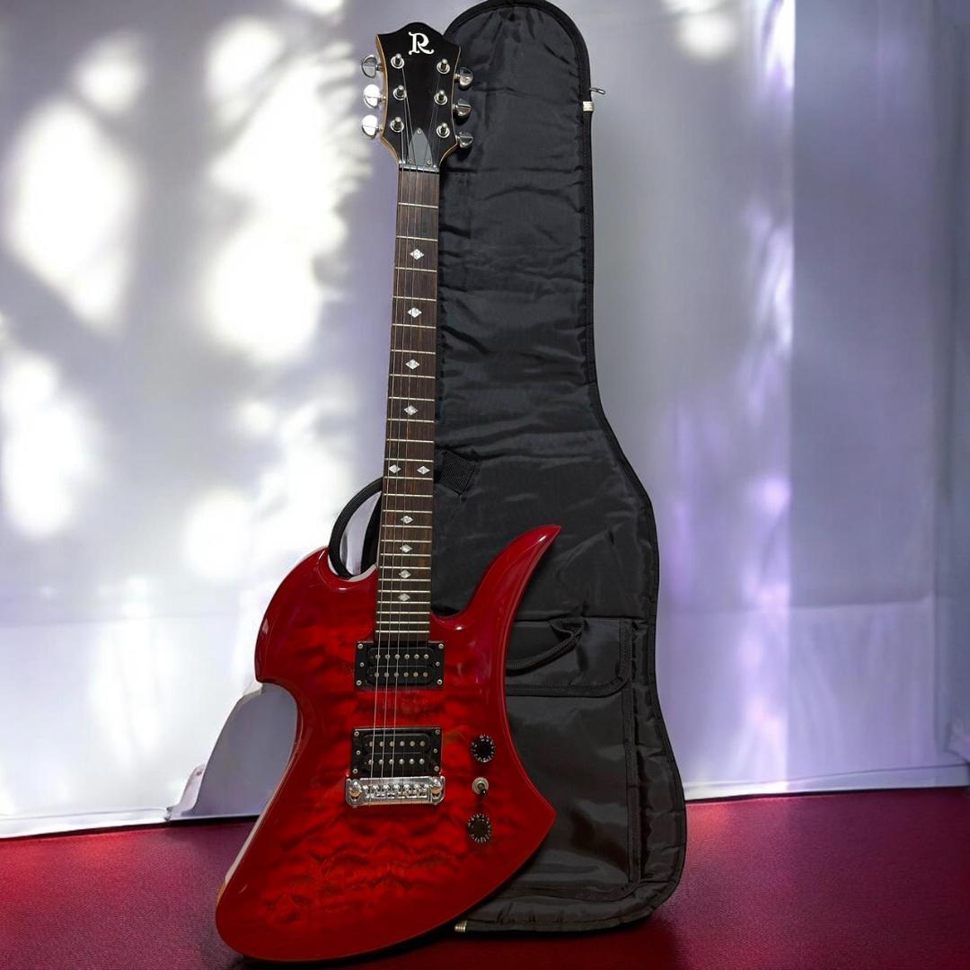 ☆希少品 B.C.Rich モッキンバード ケース付き レッド 虎目 キルト柄