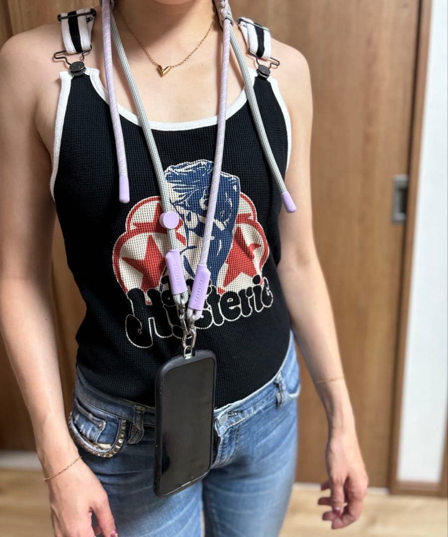 値下げ‼️】ケースティファイ☆ スマホショルダー（ロープ）ライラック