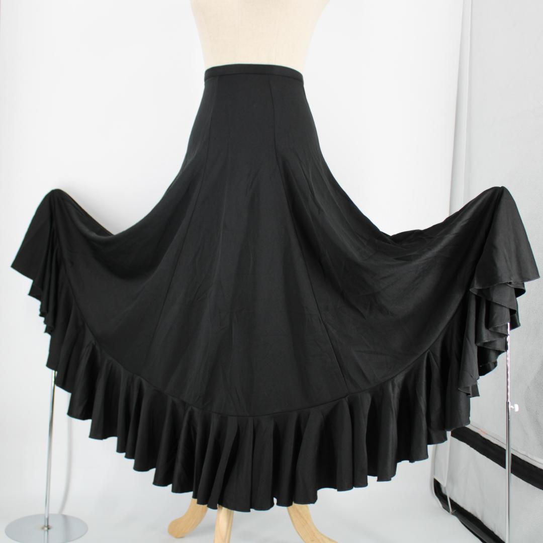 美品 フラメンコ衣装】ブラック ファルダ スカート ボランテ 無地