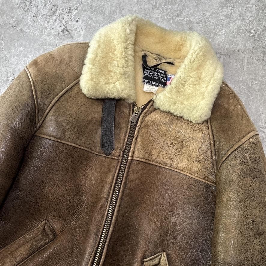 USA製 SCHOTT B-6 シープスキン ムートン フライトジャケット 38
