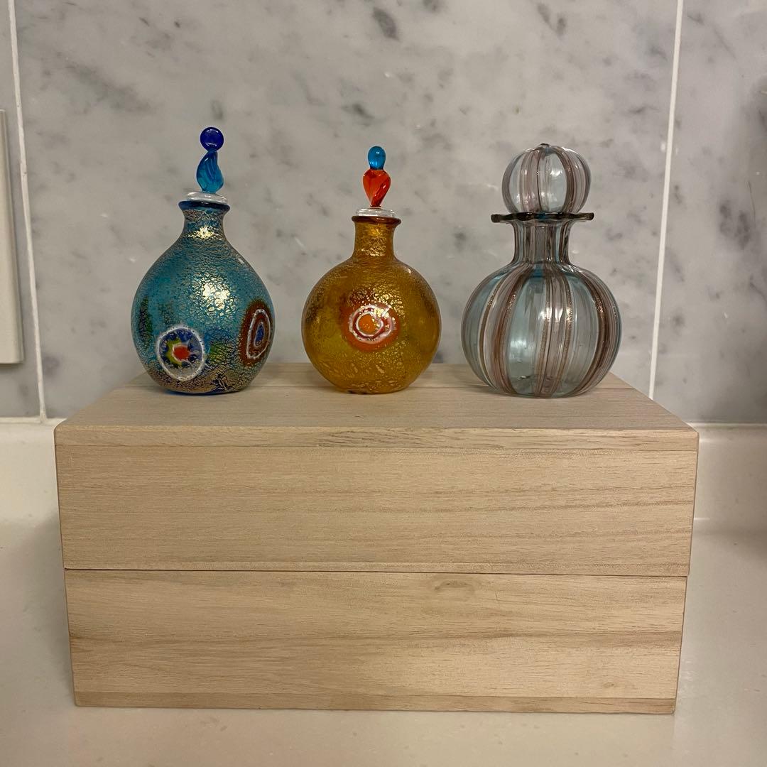 ☆未使用•アンティーク☆ベネチアンガラス•パヒュームボトル3点/イタリア製☆ ☆未使用•アンティーク☆ベネチアンガラス•パヒュームボトル3点