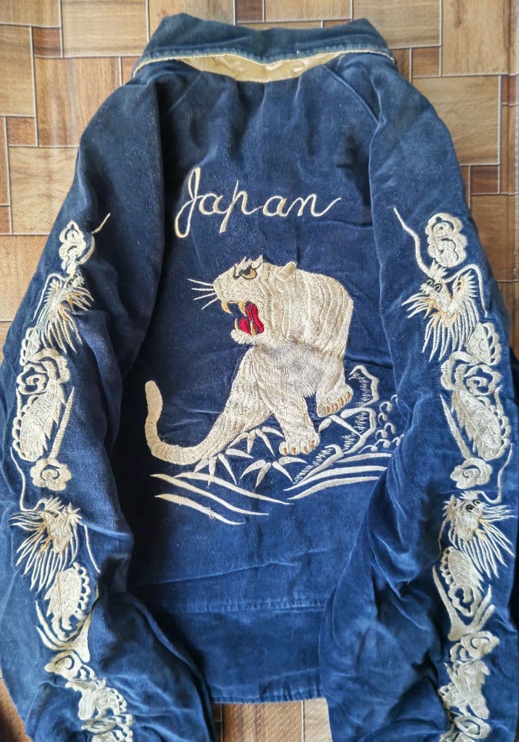 入手不可能♪希少 ヴィンテージ襟つきスカジャン 別珍 ネイビーカラー