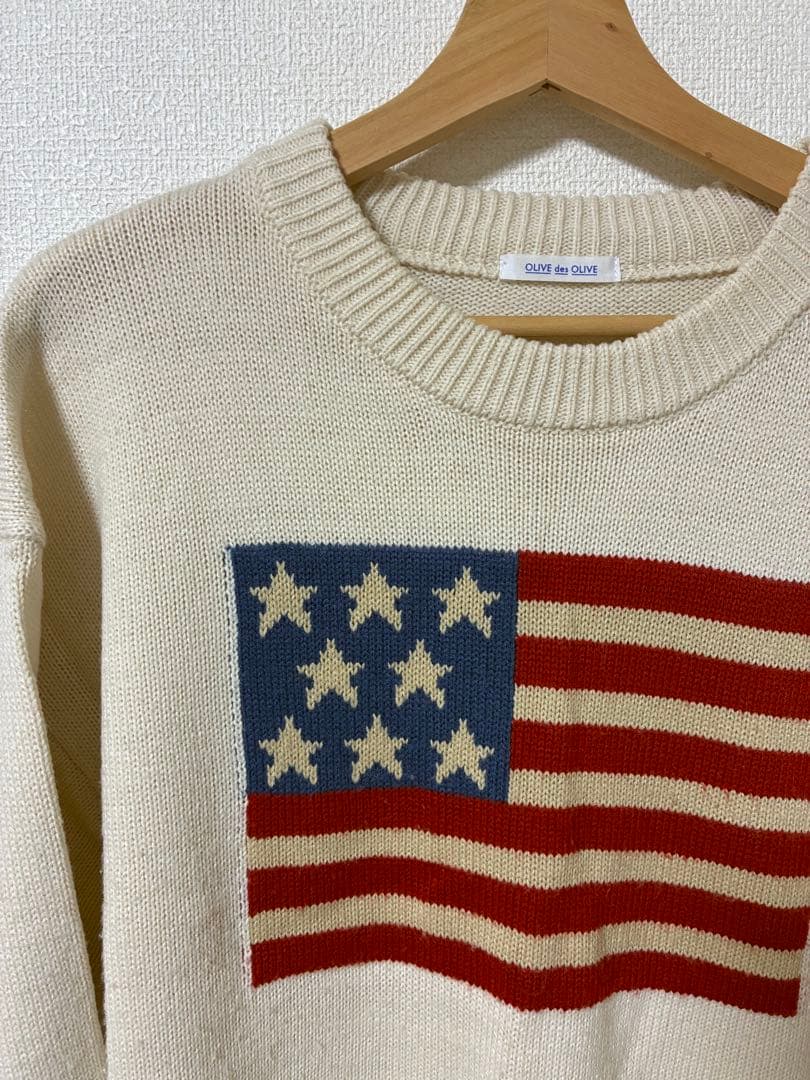 OLIVE des OLIVE アメリカ国旗デザイン長袖ニット - メルカリ