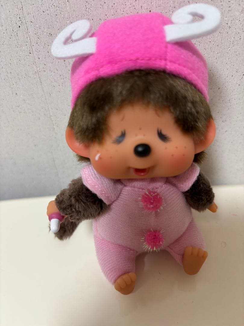 モンチッチcolorsヒョウ柄、顔でかSSちょうちょキーチェーン2体