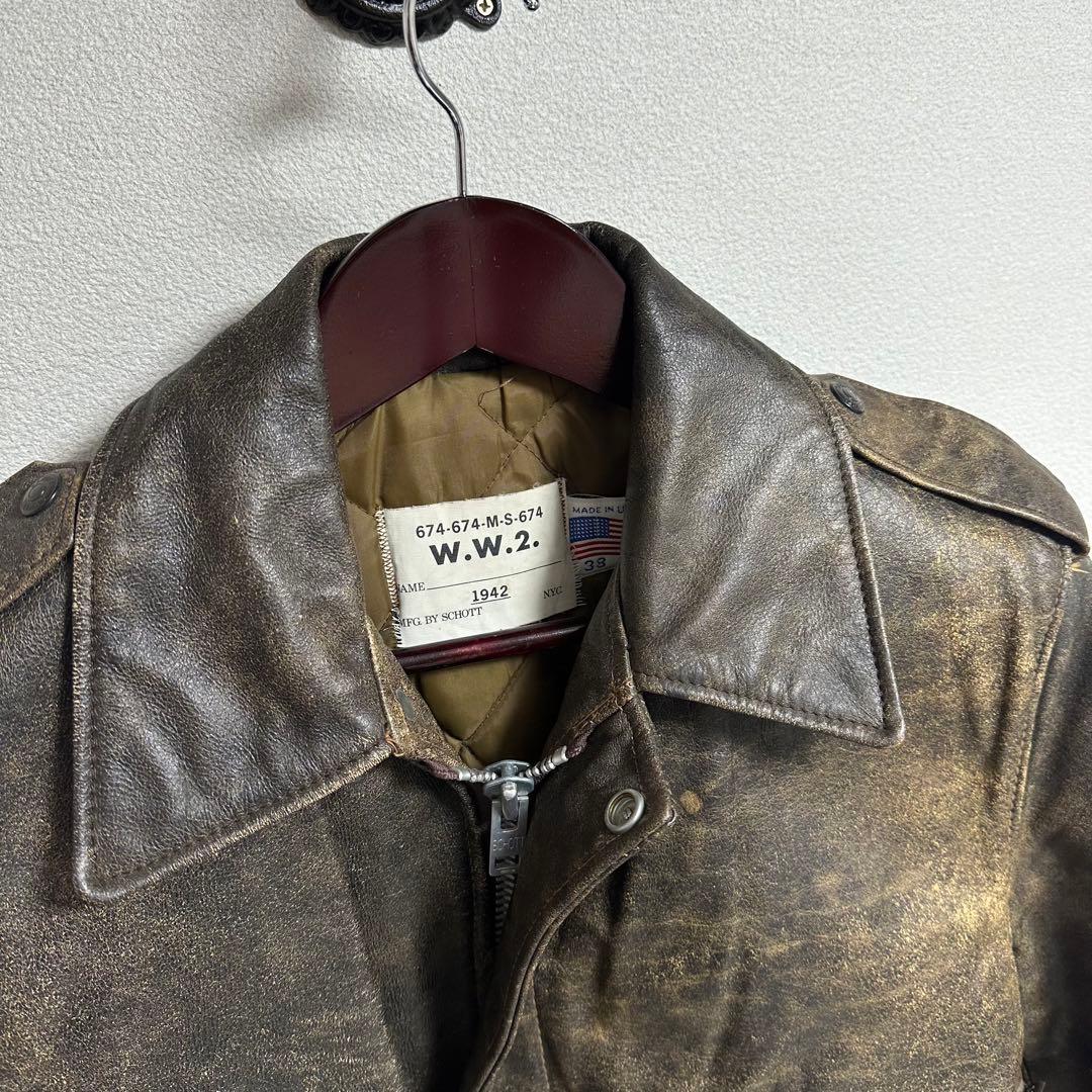 USA製 Schott 674MS A-2 A2 G1 フライトジャケット 38