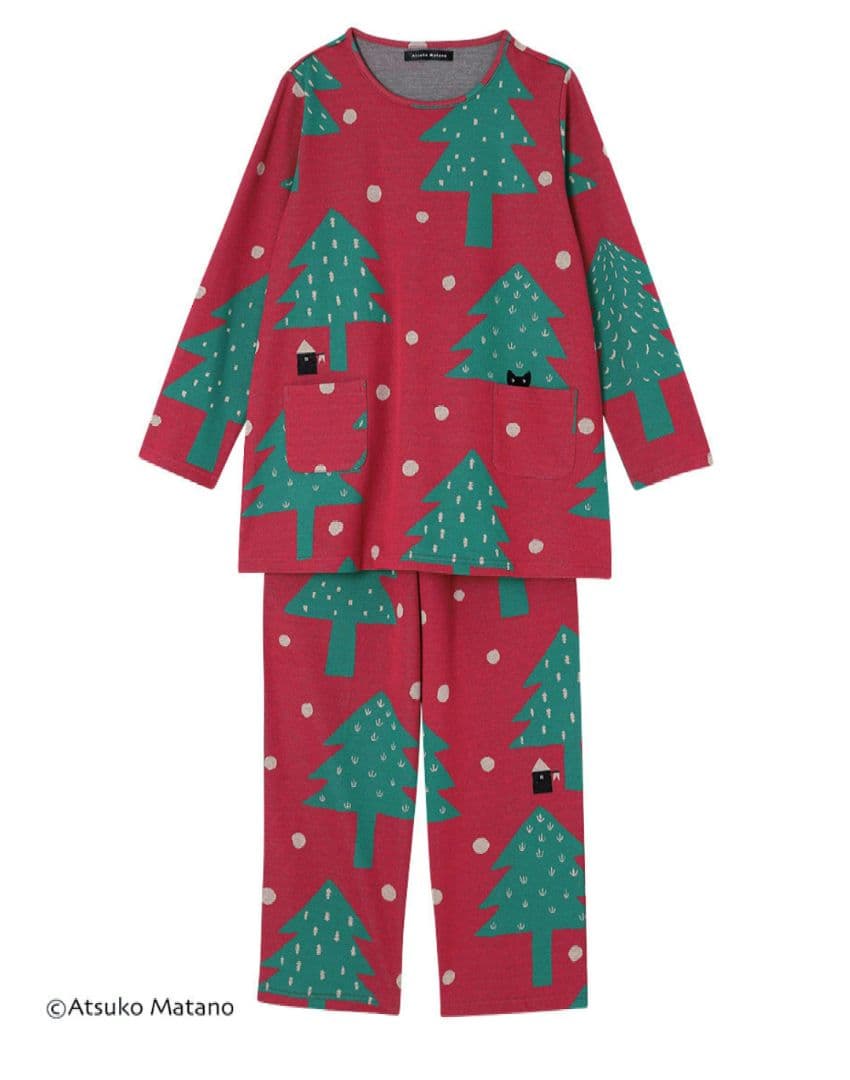 新品タグ付き ワコール パジャマ ルームウェア ツリー レッド M