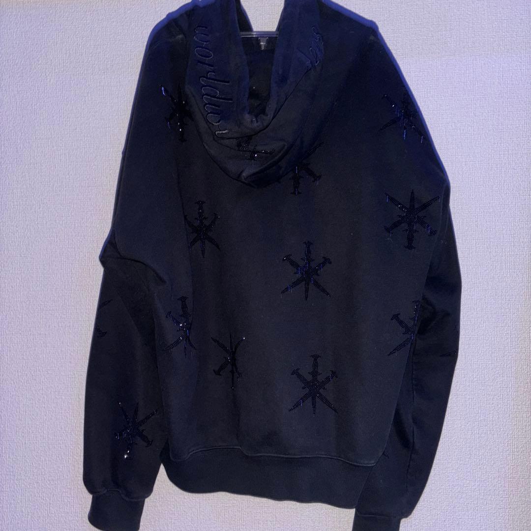 トムブラウン/ネイビーワッフル ラグランスリーブ 4BARフーディー/M