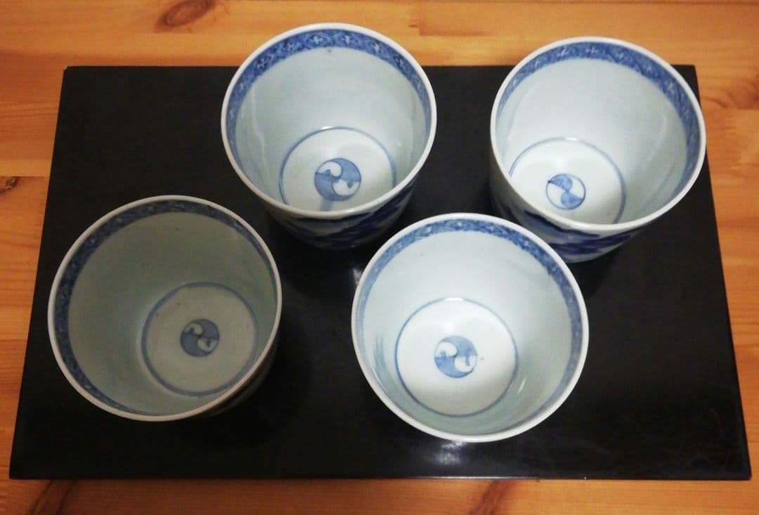 古伊万里 染付 蕎麦猪口 山水図 四客 食器