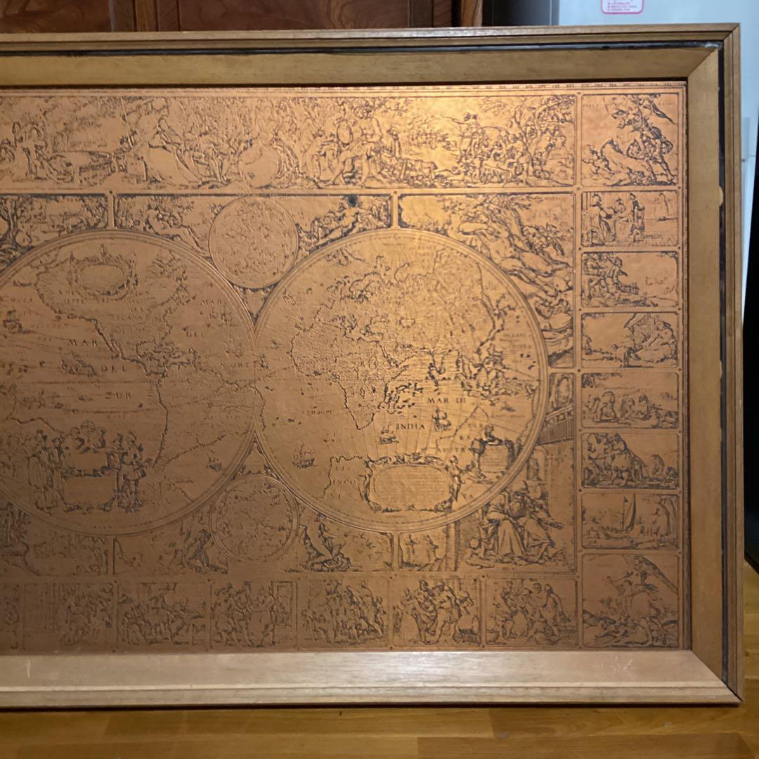 16世紀 大航海時代 世界地図 古地図 額縁付き アンティーク ドイツ製