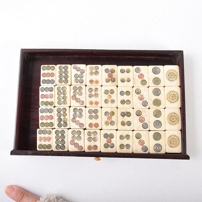 中国 竹嵌 骨牌 背竹牌 麻雀牌 唐木箱付 M 8054 - メルカリ