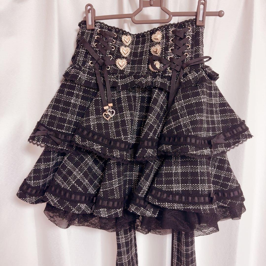 リズリサ はしごリボンツイードティアードスカパン ブラック - メルカリ