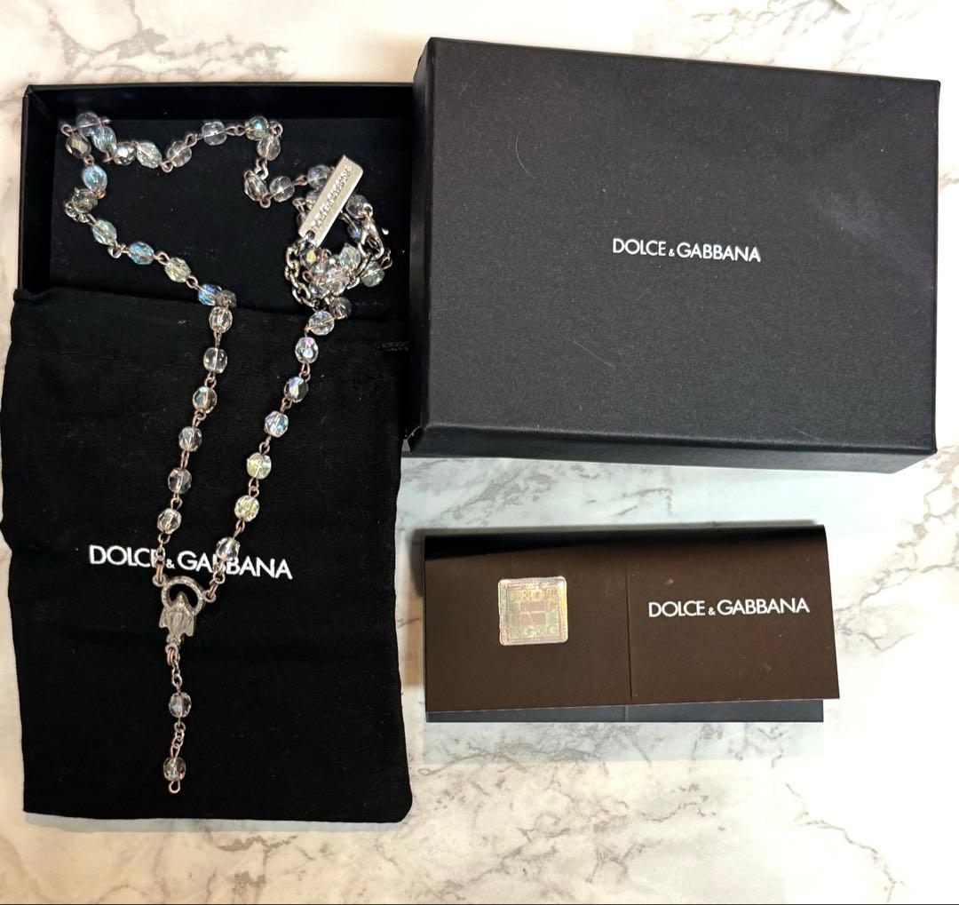 DOLCE&GABBANA ロザリオ/十字架 クリスタルビーズネックレス - メルカリ
