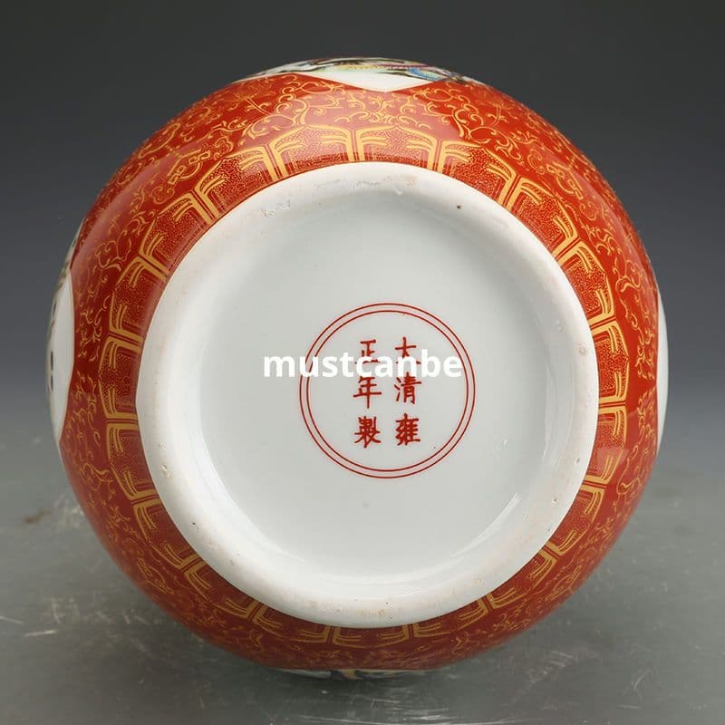 清雍正黄地琺瑯彩開窓花卉賞瓶 景徳鎮 陶磁器 装飾品 現代工芸品 美術