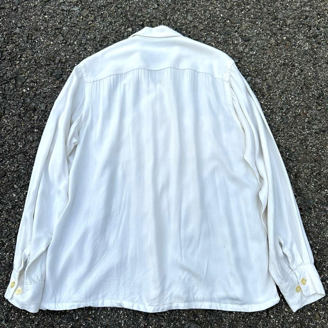 50s レーヨン ギャバ シャツ 白 ヴィンテージ ロカビリー ホワイト