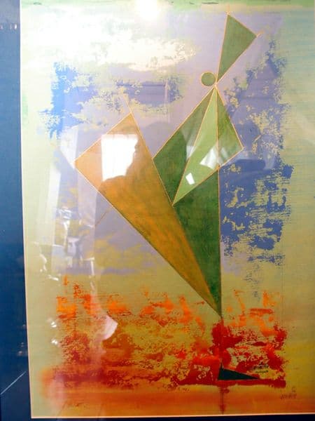 値下げ★水彩 抽象画 虹色の絵 幾何学図形 アブストラクト